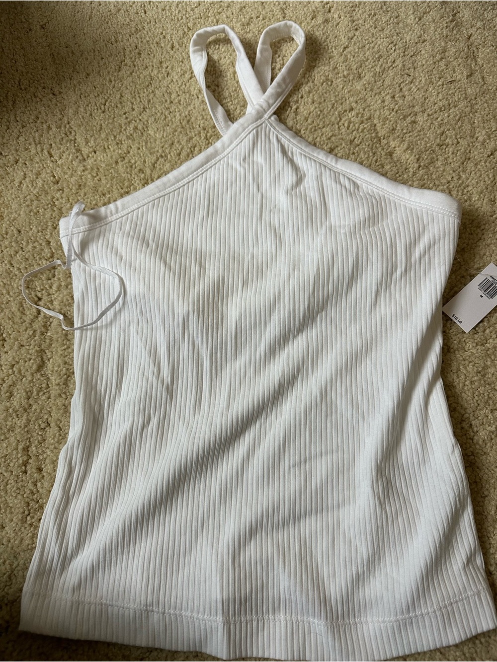 Old Navy White Ribbed Cross-Back Camisole